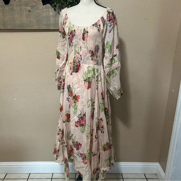 Free People Morning Glory Dress – Floral Boho Handkerchief Hem - Picture 2 of 11